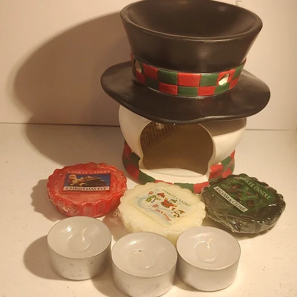 Yankee Candle Snowman Wax Melter & 3 Christmas Fragrance Wax Melts Jack Frost - Picture 6 of 6